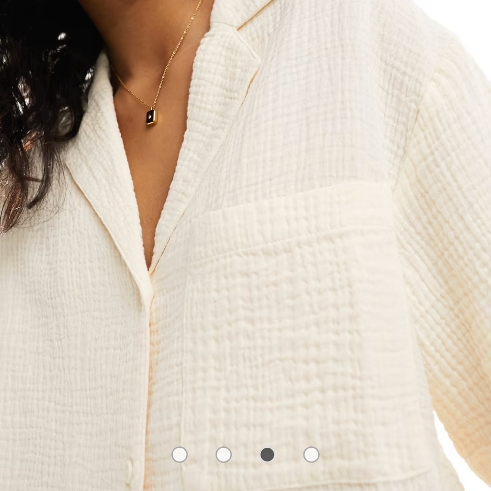 NWT ASOS DESIGN Button Down cheesecloth shirt Sz.12 - Picture 3 of 8